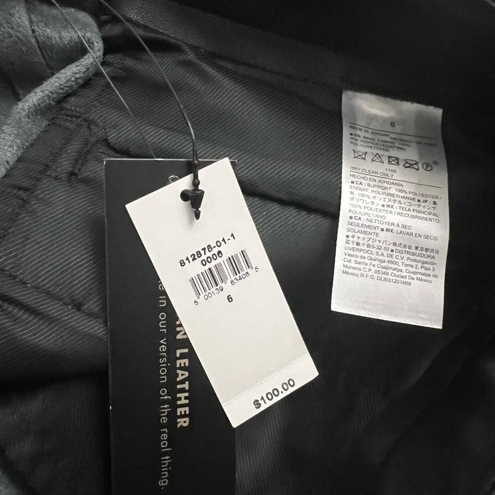 Banana Republic Vegan Leather Wide Leg Pants 6 NWT High Rise Black Y Leg